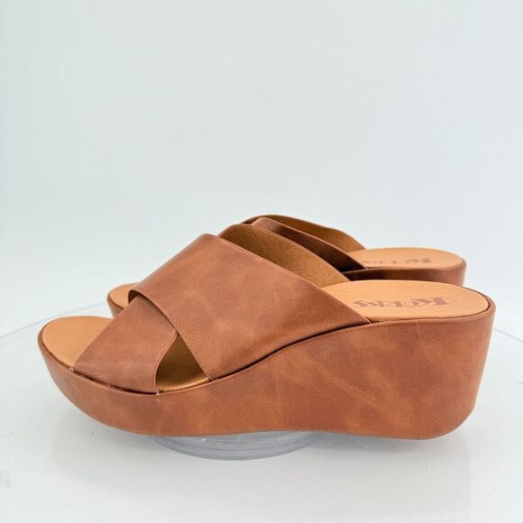 Korks Kork Ease Brown Vegan Madera Platform Chunky Slip On Wedge Slide 11M - Picture 5 of 13
